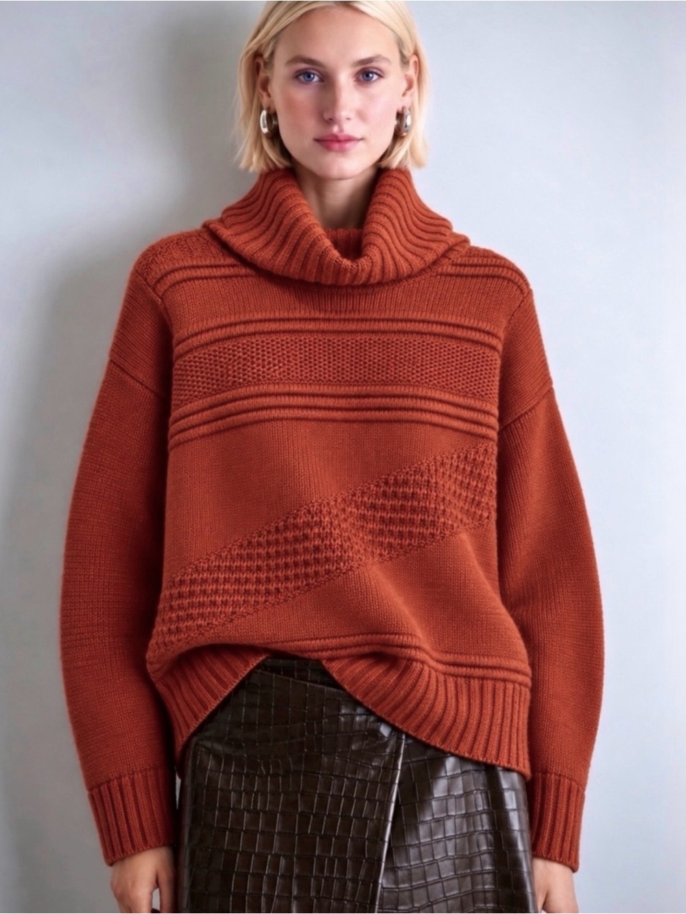 Diane von Furstenberg Cashmere Sculptural Funnel Neck Wool Sweater Size S